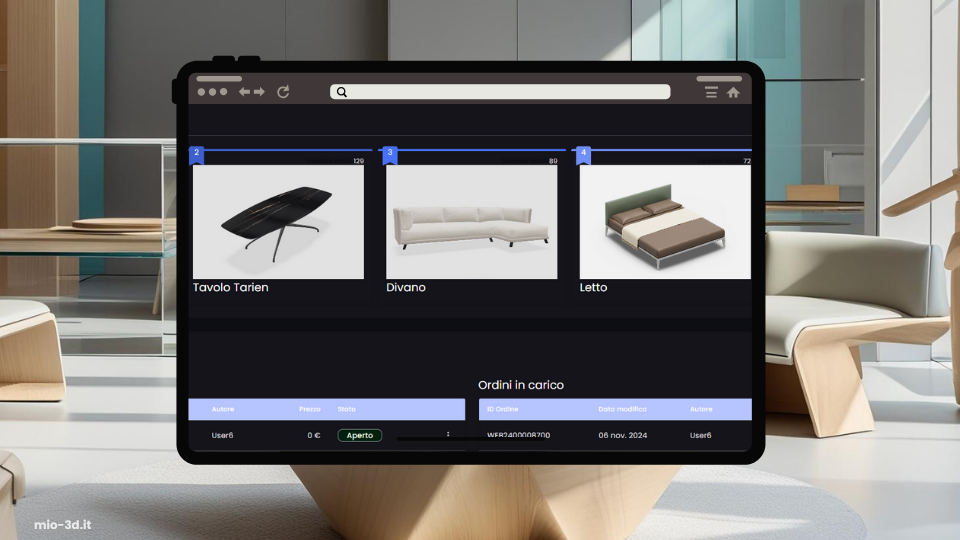 CPQ per l'arredo con monitoraggio real time dei rivenditori